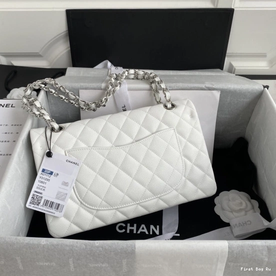 Firstbag Ru 2.55 A01112 Bag CHANEL Large White Flap Calfskin Leather 0712